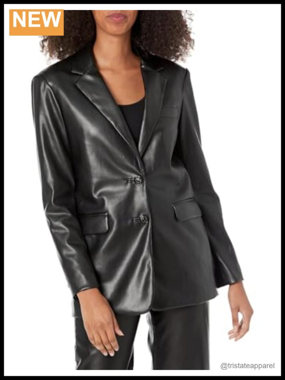Faux Leather Blazer Women's Casual Jacket